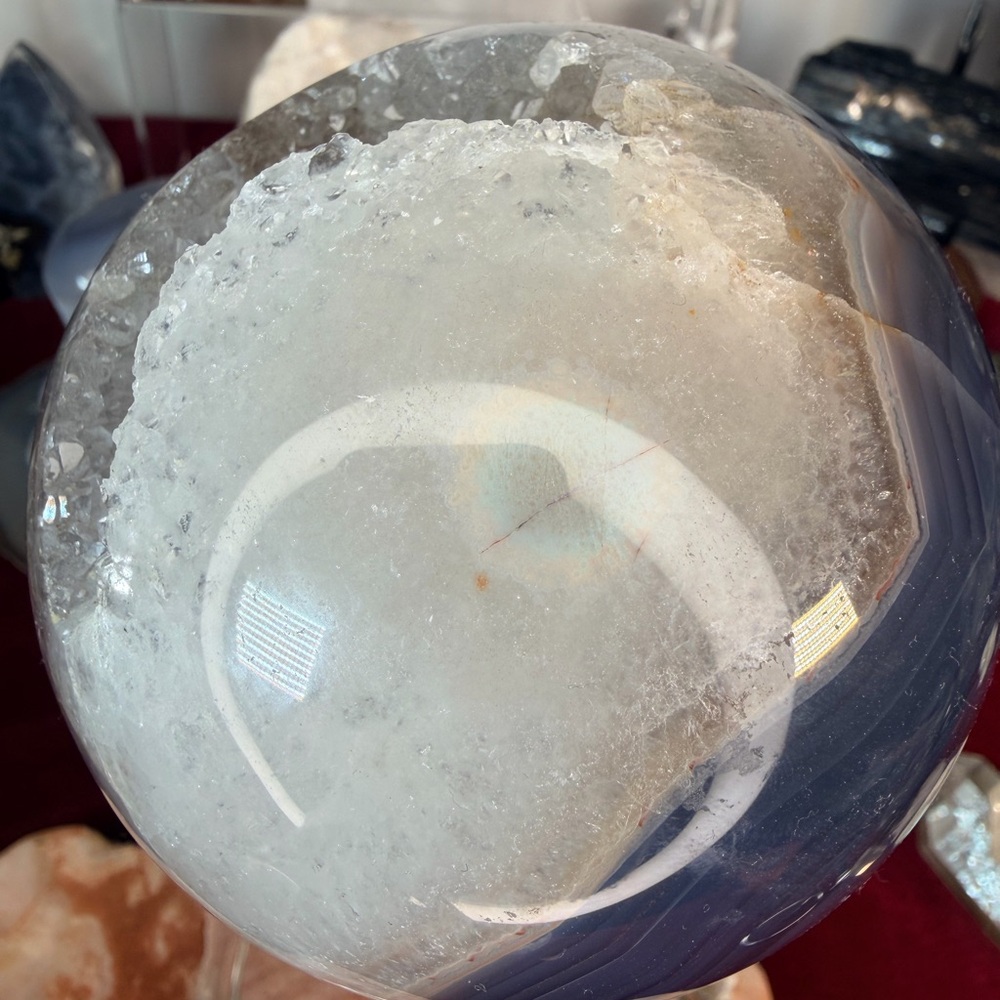 💜 Large Agate Quartz Druzy Sphere •Brazil • Sparkly Crystal • Banded Agate 4” - Picture 6 of 9